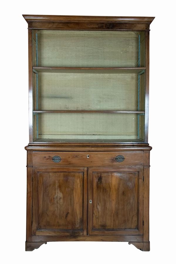 2 body walnut bookcase