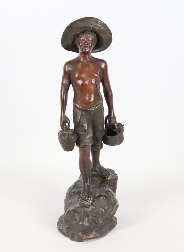 "Acquaiolo", antica scultura napoletana in bronzo