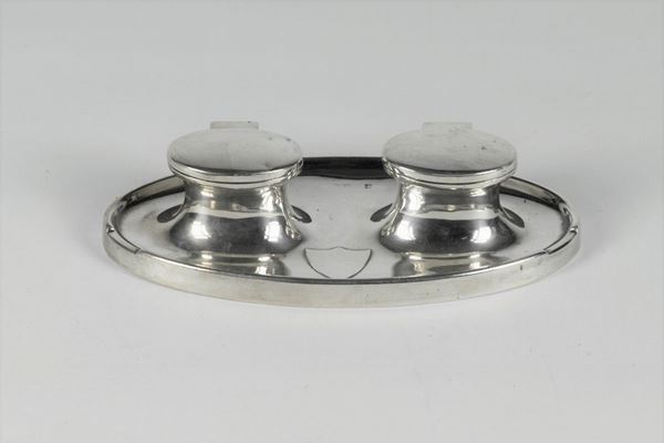 English inkwell in silver
