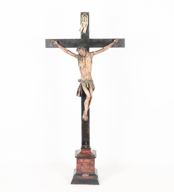 Ancient Tuscan crucifix in polychrome wood