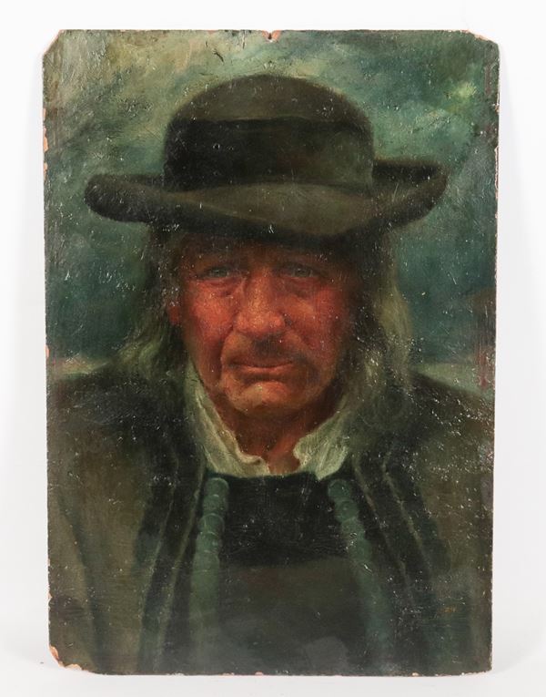 Pittore Europeo Fine XIX Secolo - Signed. &quot;Portrait of a Gypsy&quot;, small painting on hardboard 