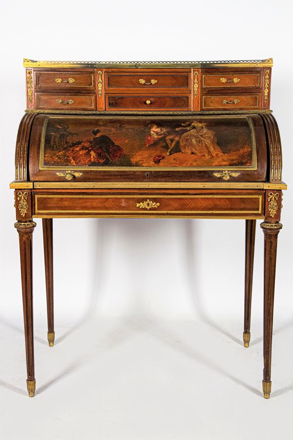 Louis XVI line roller desk in mahogany