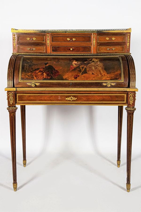 Louis XVI line roller desk in mahogany