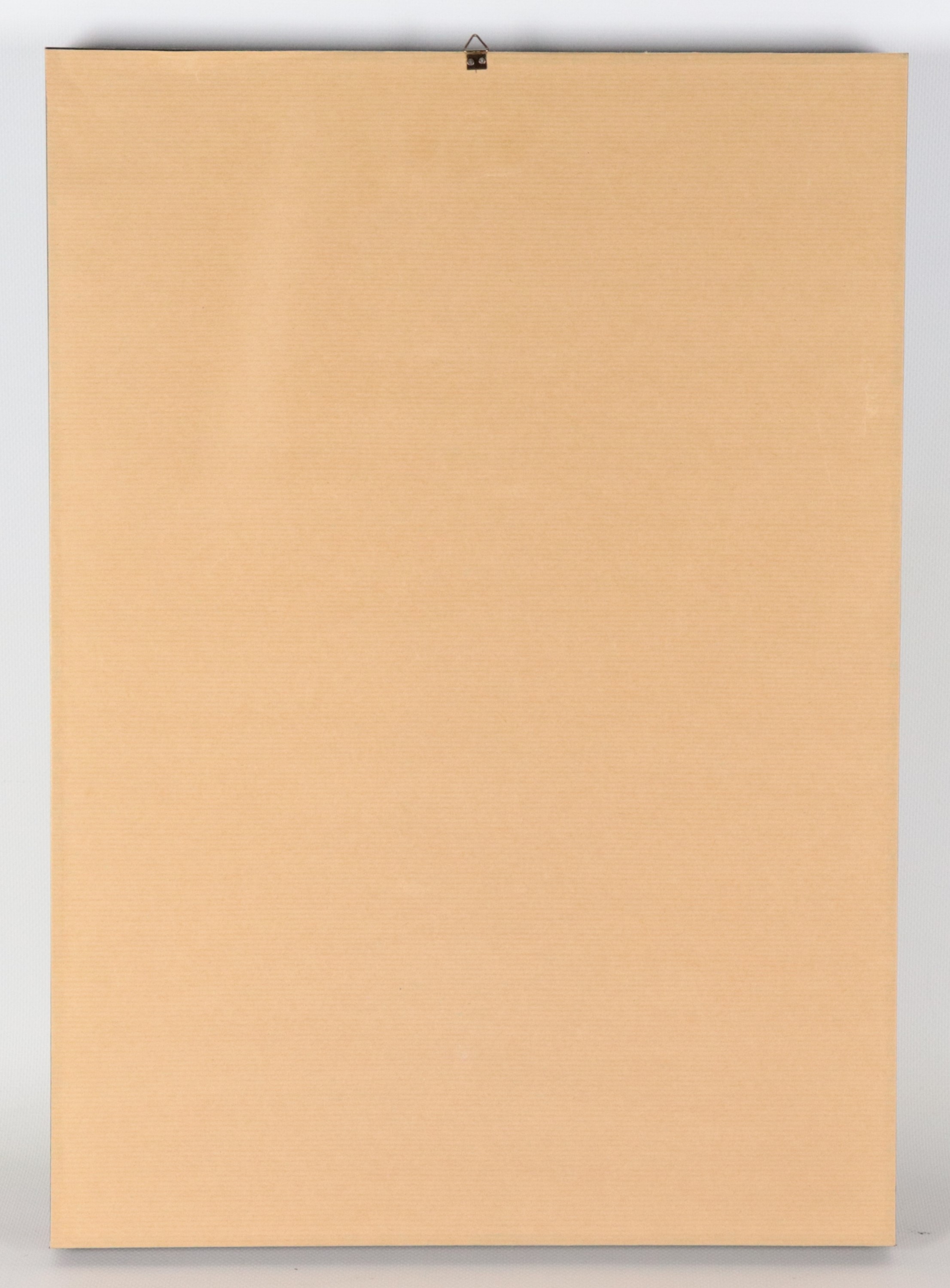 Siglato. "Figura astratta", piccolo dipinto a tecnica mista su carta, cornice in legno ebanizzato