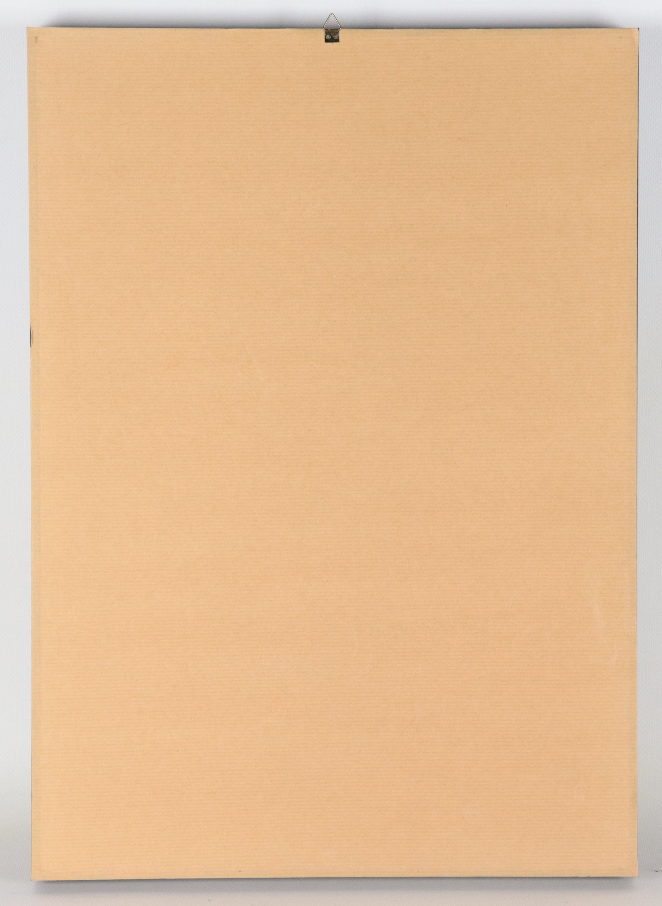 Siglato. "Figura maschile astratta", dipinto a tecnica mista su carta in cornice ebanizzata e pas...