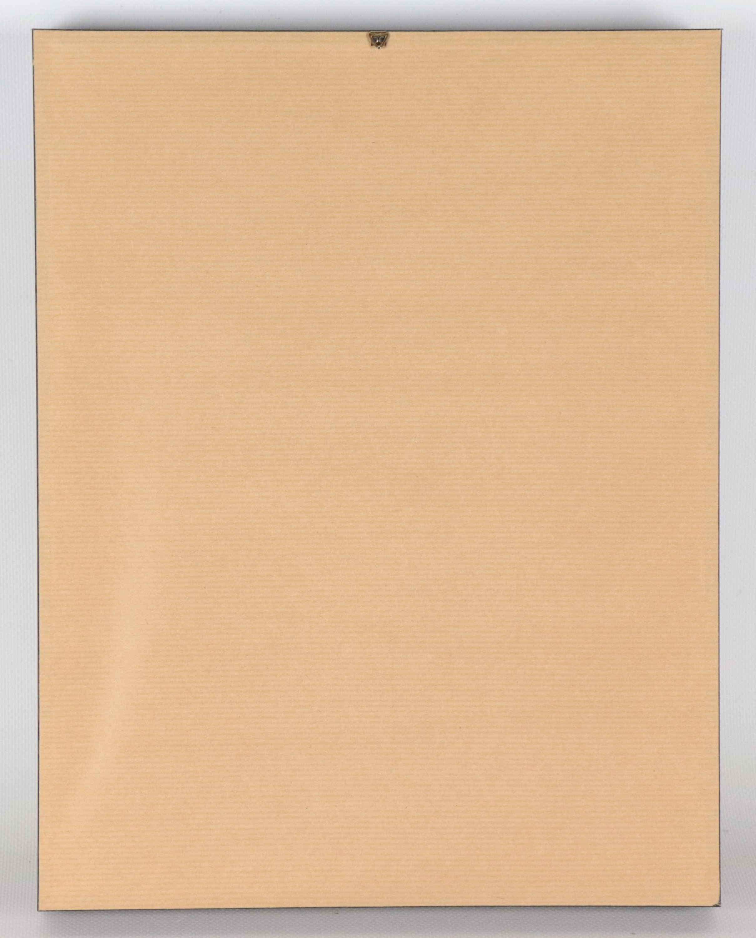 "Figura maschile astratta", piccolo dipinto a tecnica mista su carta in cornice in legno ebanizza...