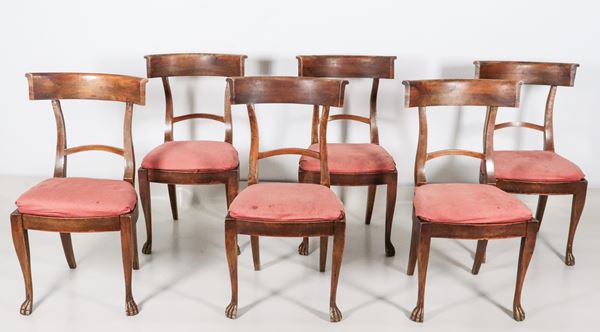 Lot of six Empire chairs in walnut