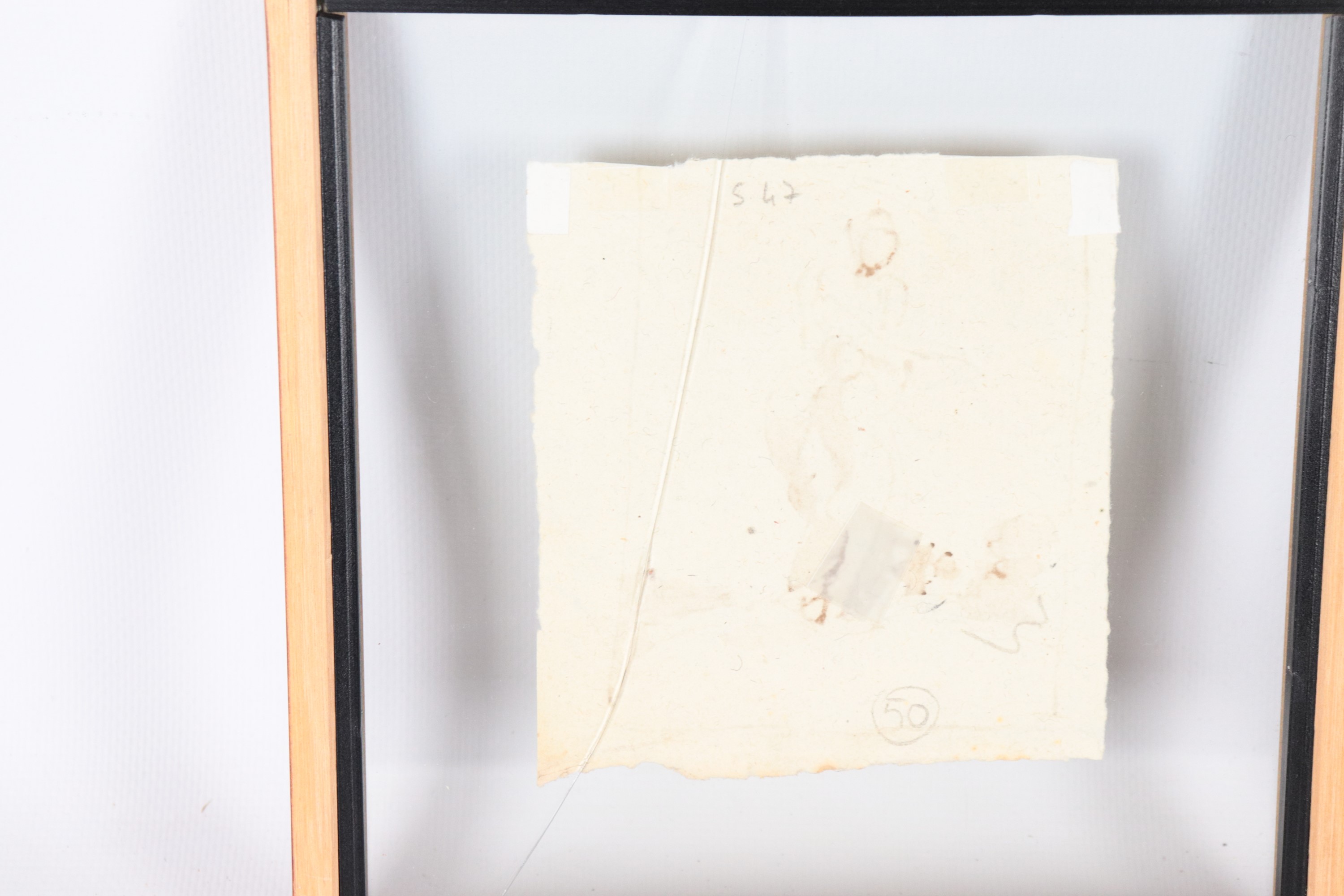 Att.ti. "Scene sacre", coppia di piccoli disegni a china e tempera in cornicette di noce a giorno