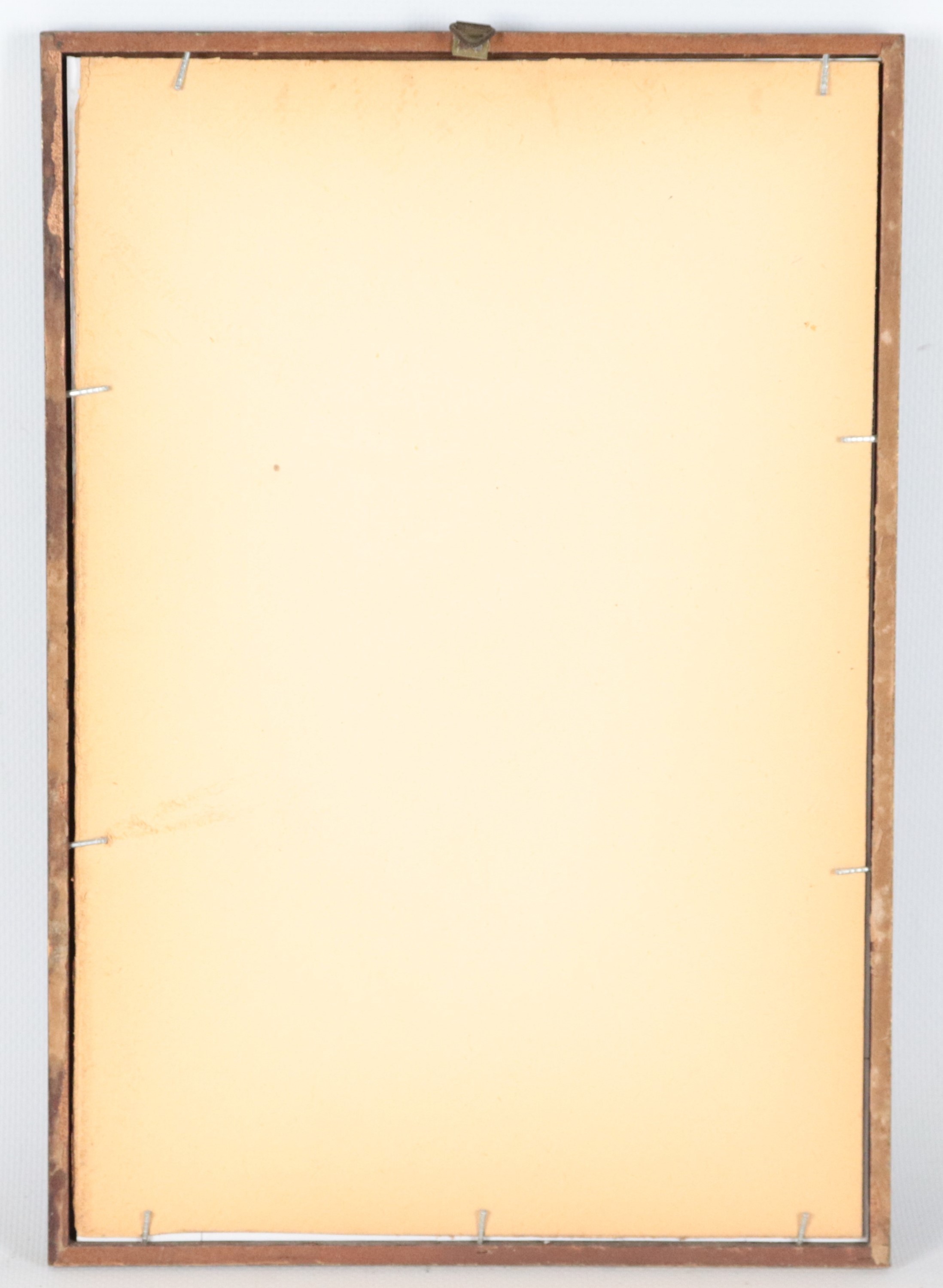 "Popolane", piccolo disegno a china su carta in cornicetta di noce e passepartout nero