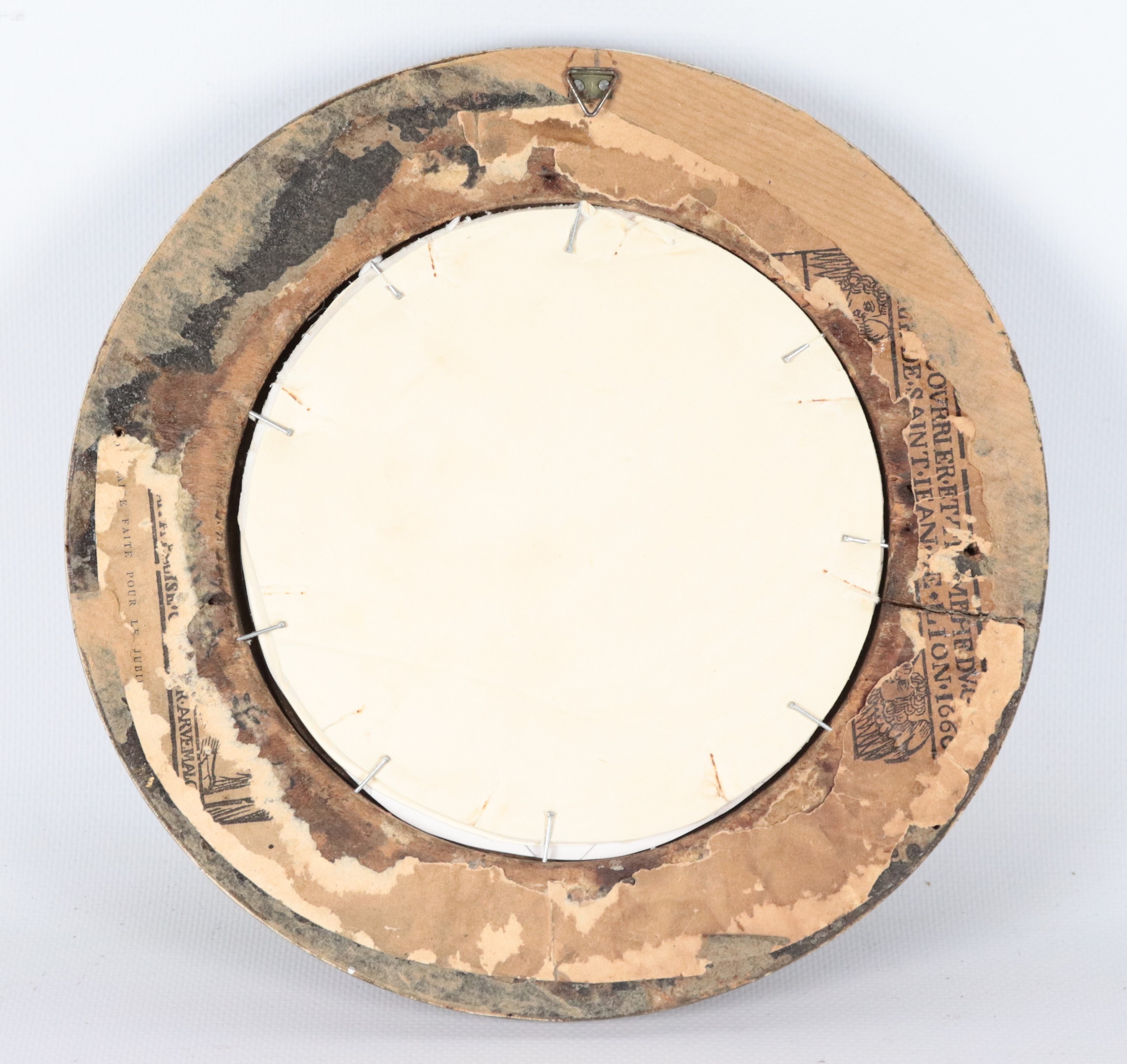 Att.to. "Ritratto di vecchia", piccolo disegno a china su carta in antica cornice in legno dorato...