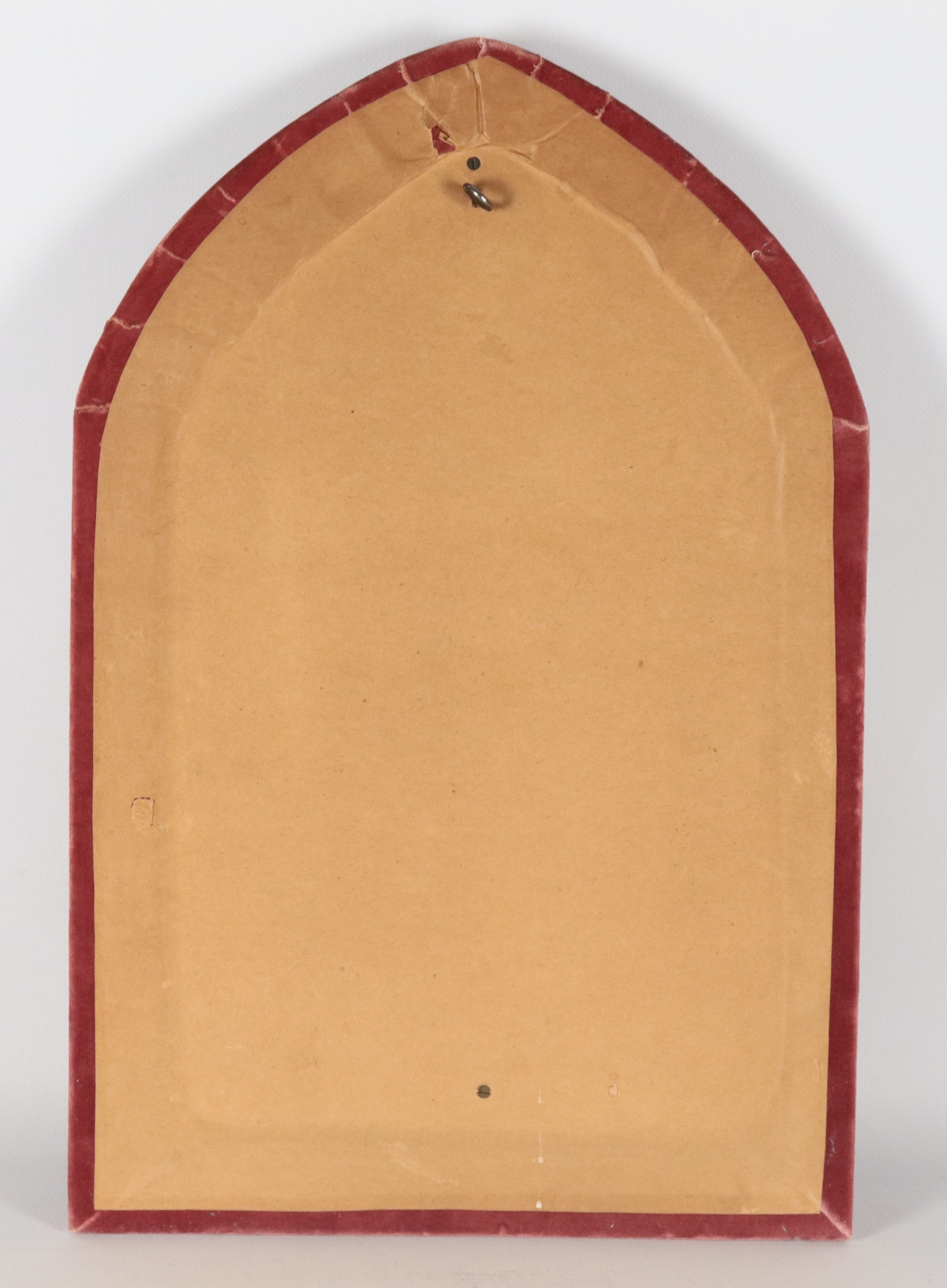 "Madonna col Bambino che regge una mela", antica scultura ad altorilievo in legno policromo, su s...