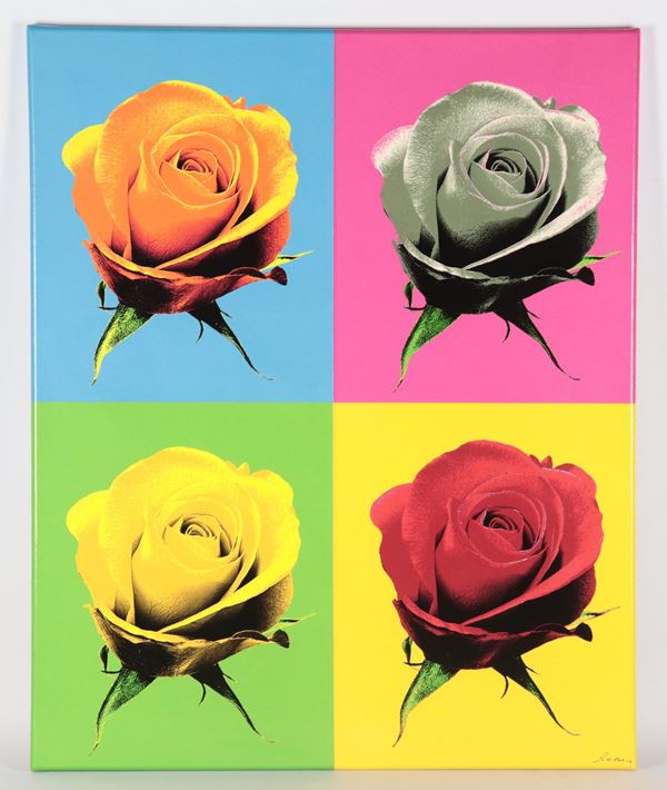 Arte Contemporanea - "Rose", fotolitografia a colori su tela