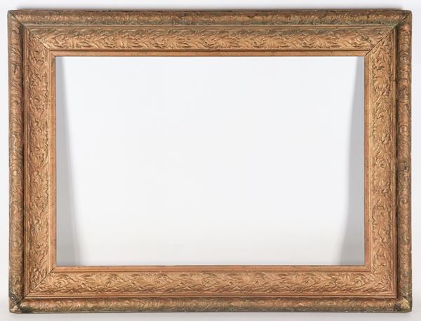 Antica cornice francese in legno dorato e intagliato