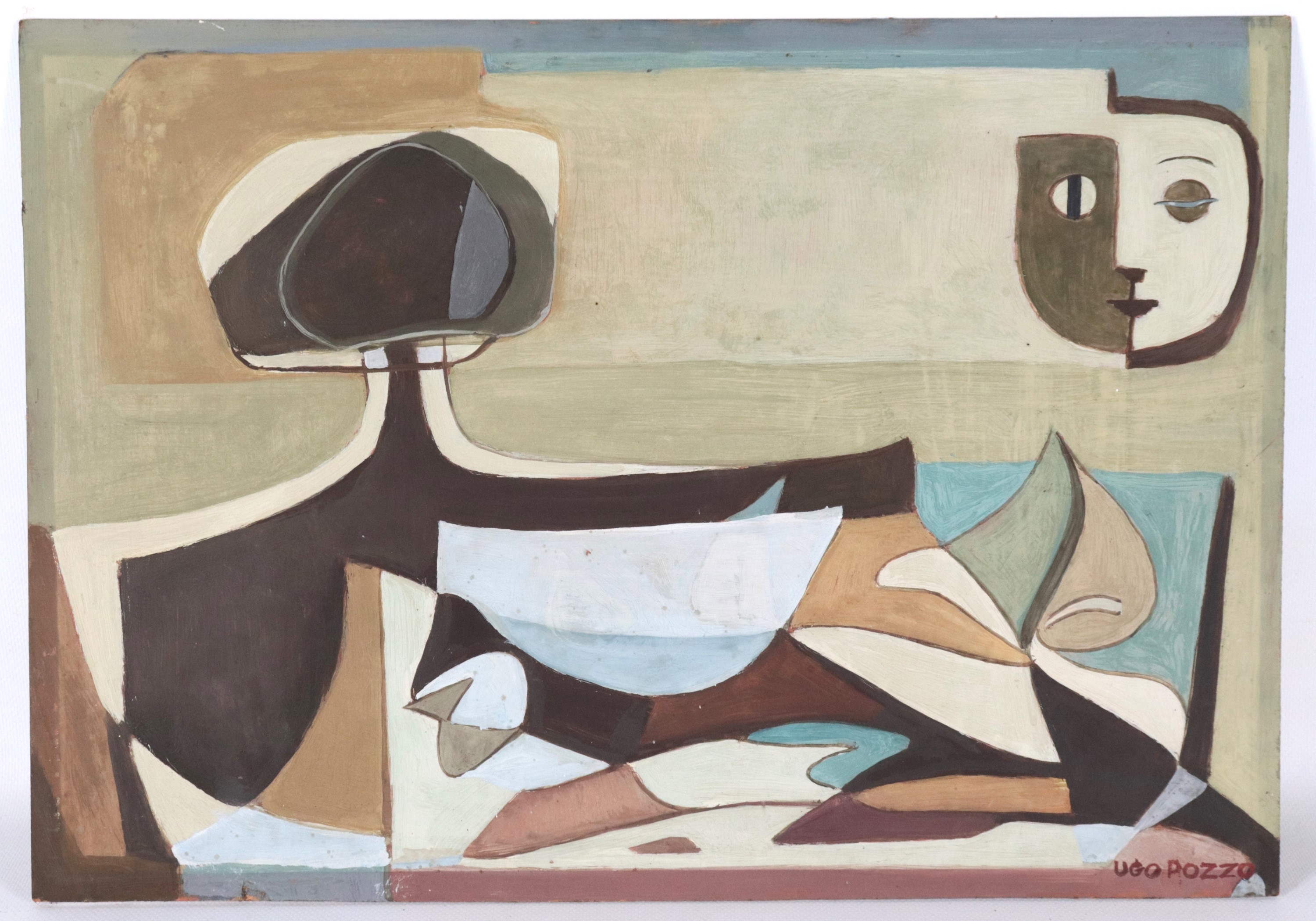 Firmato. "Enigma", piccolo dipinto ad olio su faesite, anno di esecuzione 1933, cornice in legno ...