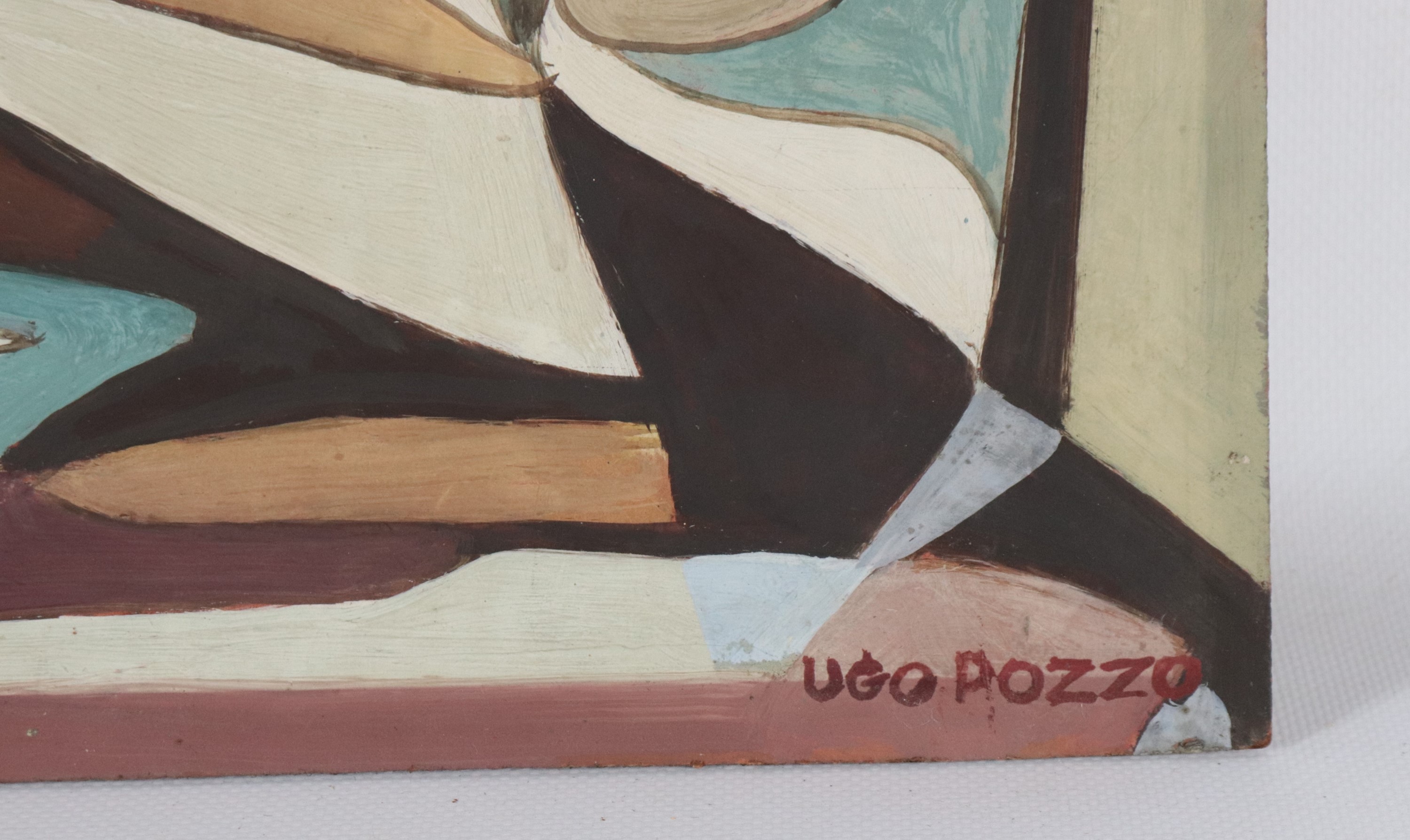 Firmato. "Enigma", piccolo dipinto ad olio su faesite, anno di esecuzione 1933, cornice in legno ...