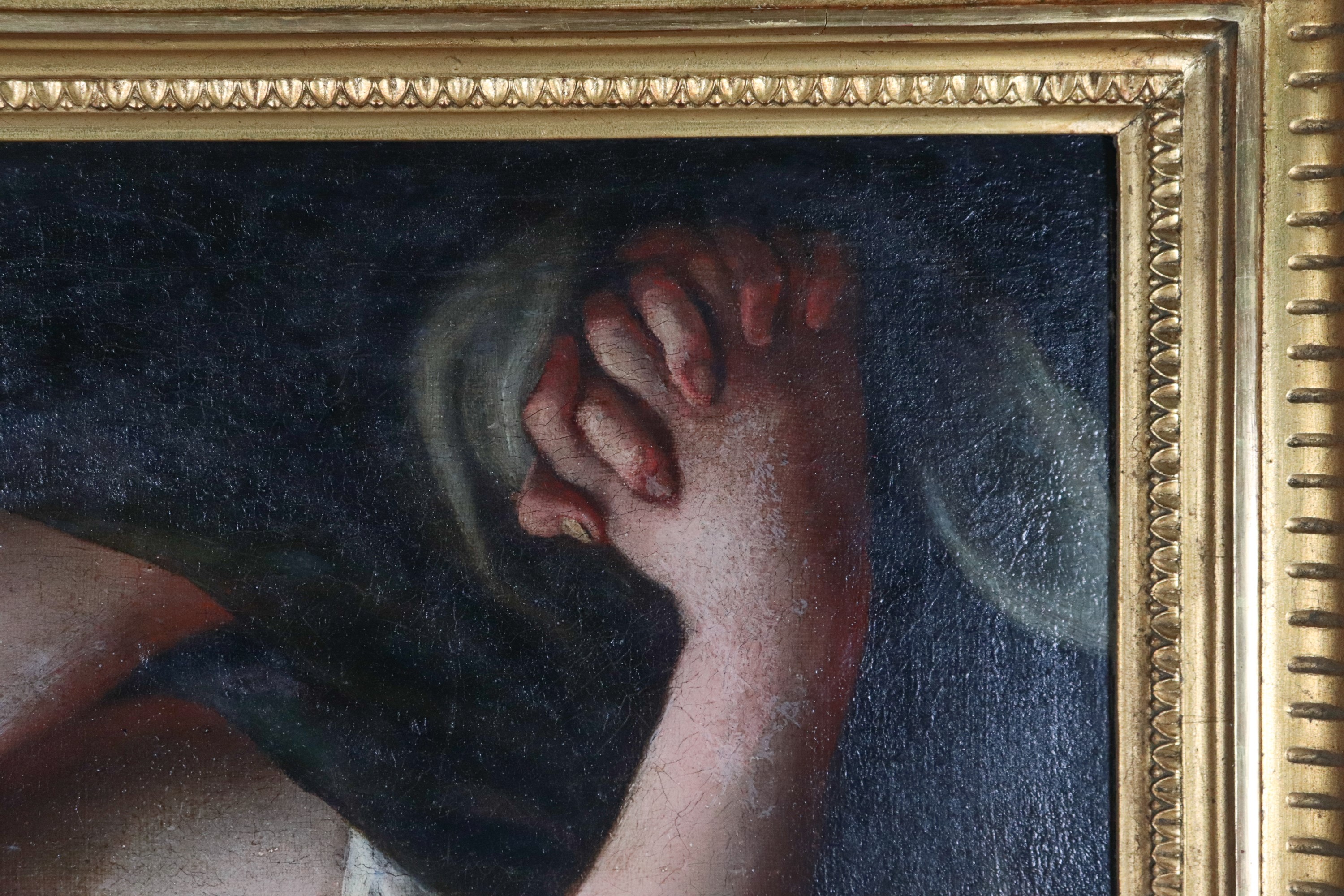 "Maddalena penitente", dipinto ad olio su tela di pregevole esecuzione pittorica, antica cornice ...