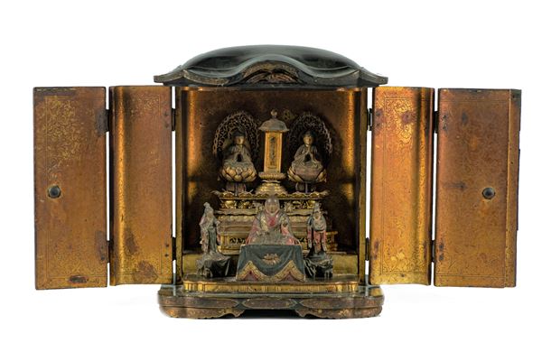 Temple of the East Indies in decorated black lacquer