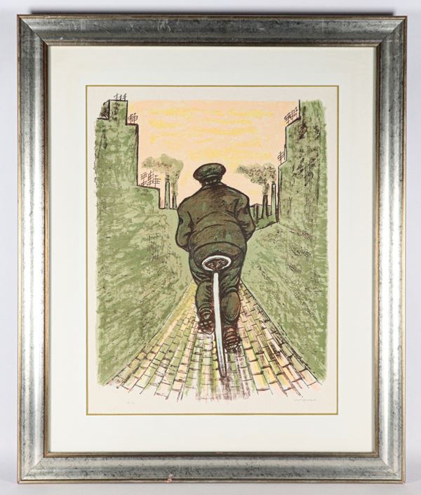 Giuseppe Migneco - 'Uomo in bicicletta'