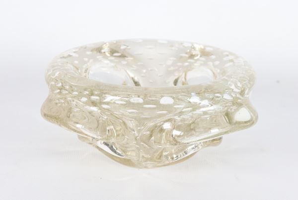 Piccolo centrotavola in vetro di Murano con decorazione a bolle