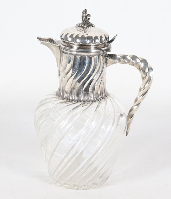 Small jug in silver and engraved crystal 