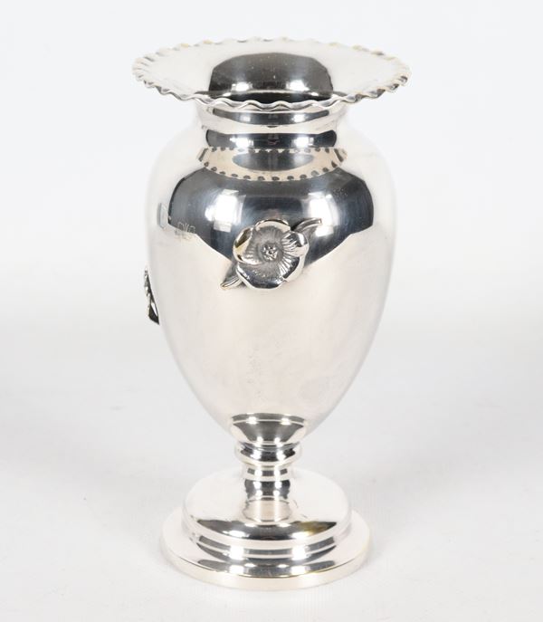 Small amphora vase in silver metal