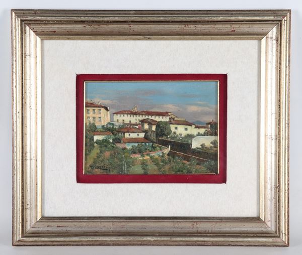 Scuola Italiana Inizio XX Secolo - Firmato. "Veduta di paese"