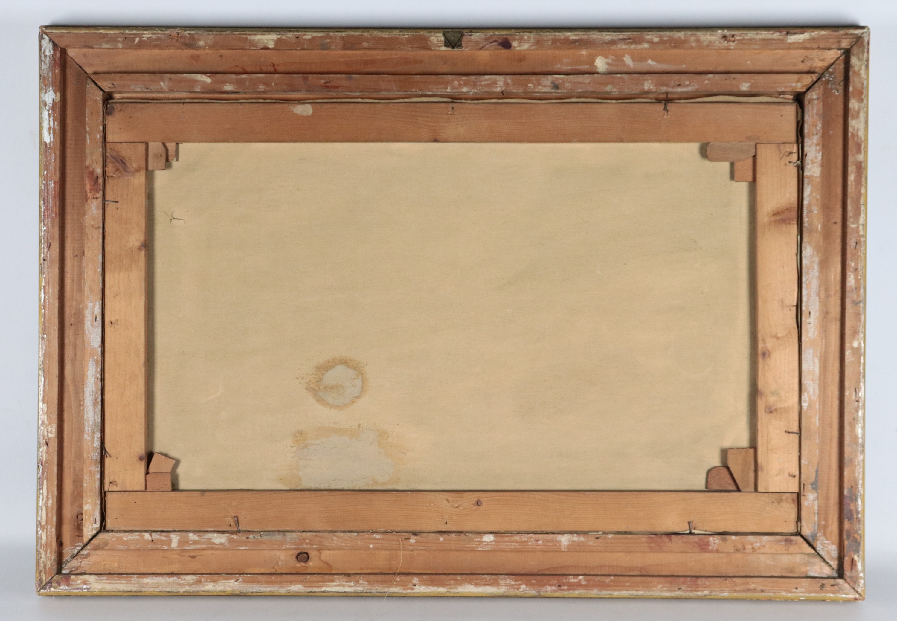 Firmato. "Paesaggio campestre con fiume e montagne"