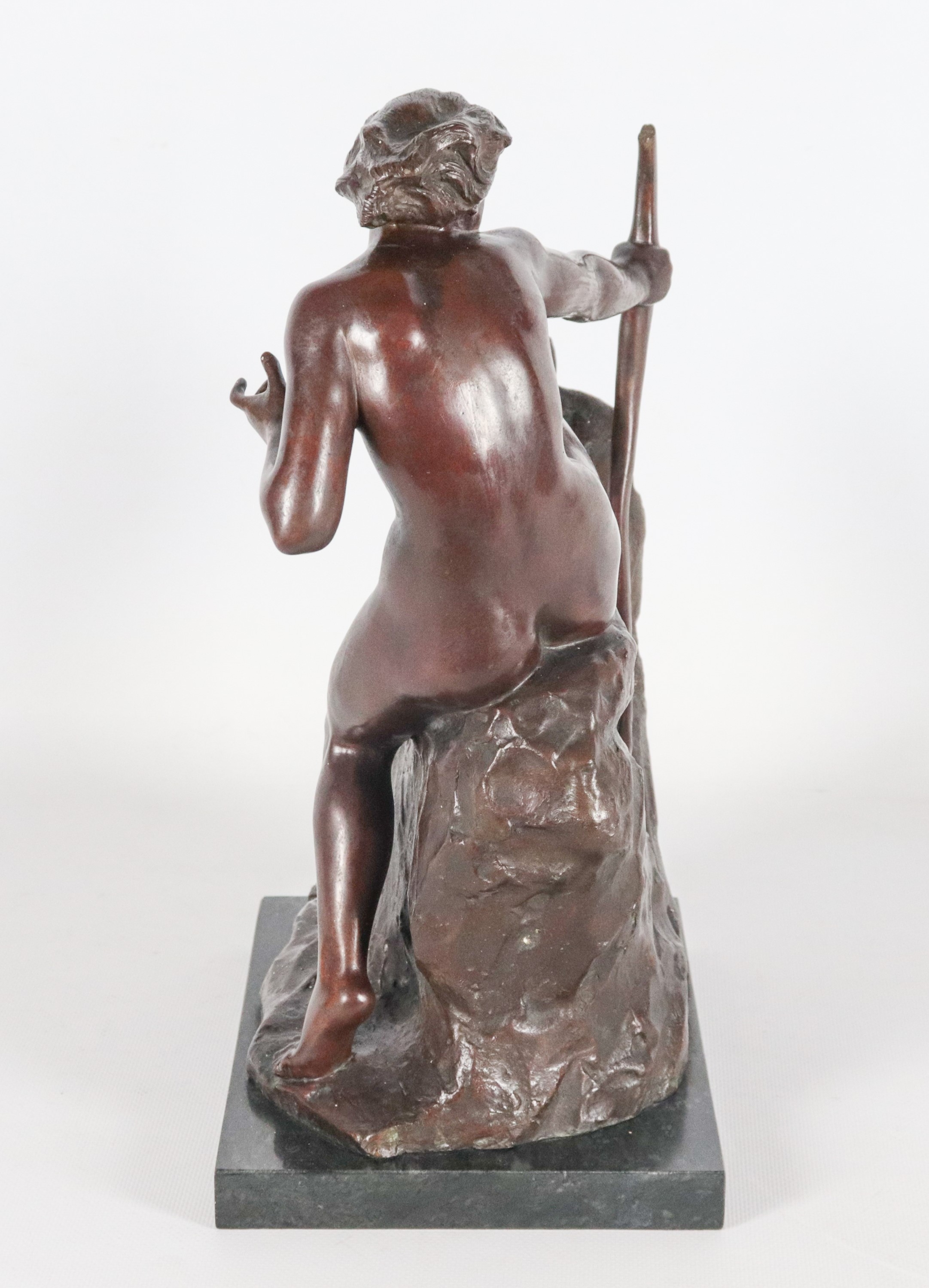 Firmata. "Nudo di donna con arco", scultura in bronzo