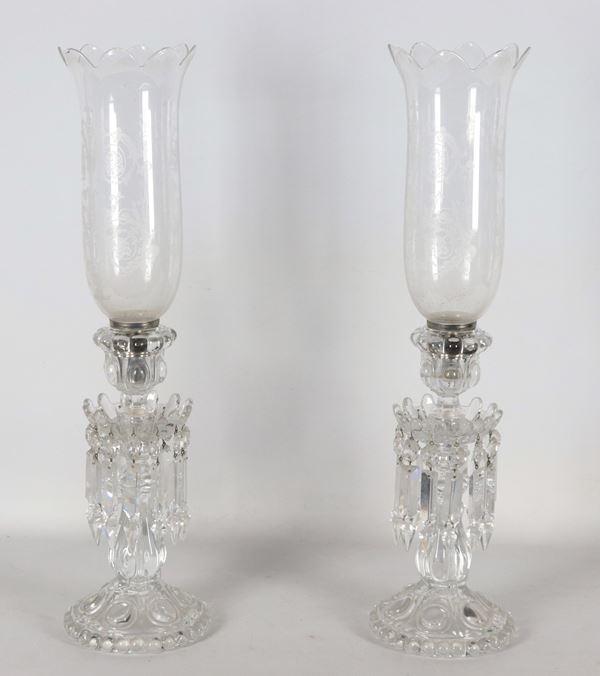 Pair of Bohemian Crystal Candle Holders