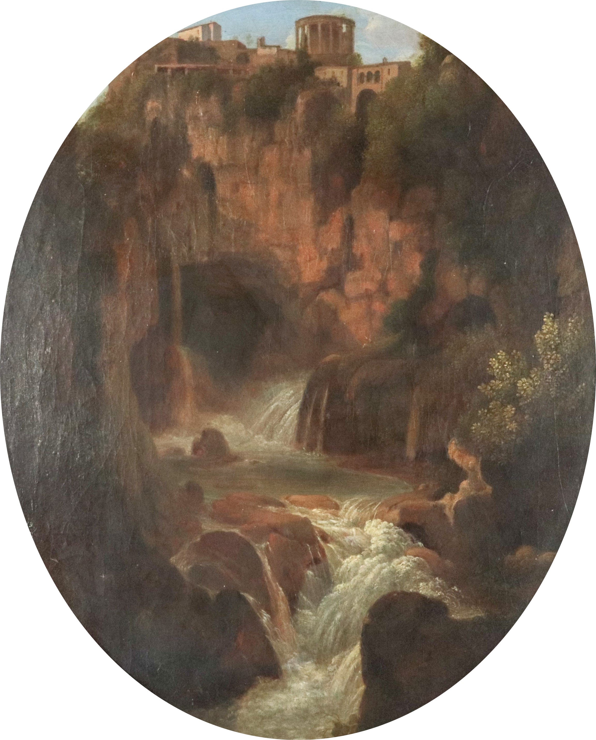 "Tivoli, veduta delle cascate con il Tempio di Vesta"