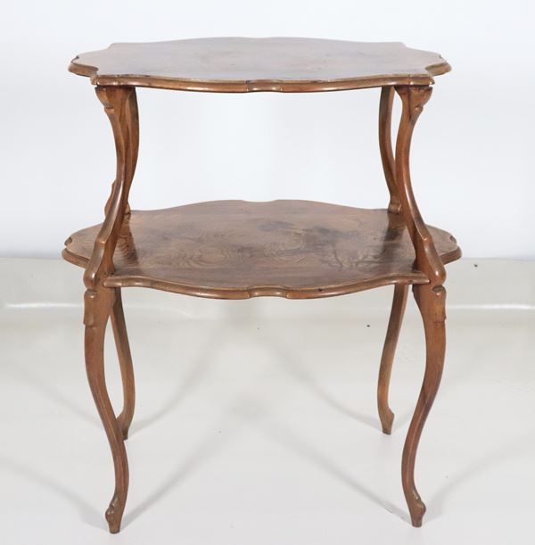 Double-tier valet stand in walnut