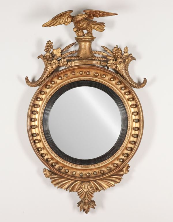 Specchiera Regency in legno dorato 