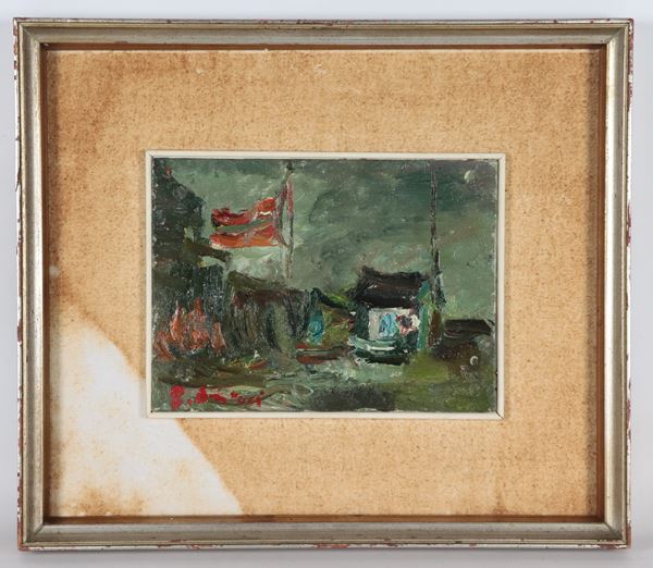 Emidio Antoci Attivo a Roma XXSecolo - Signed. &quot;The Danish flag&quot; 