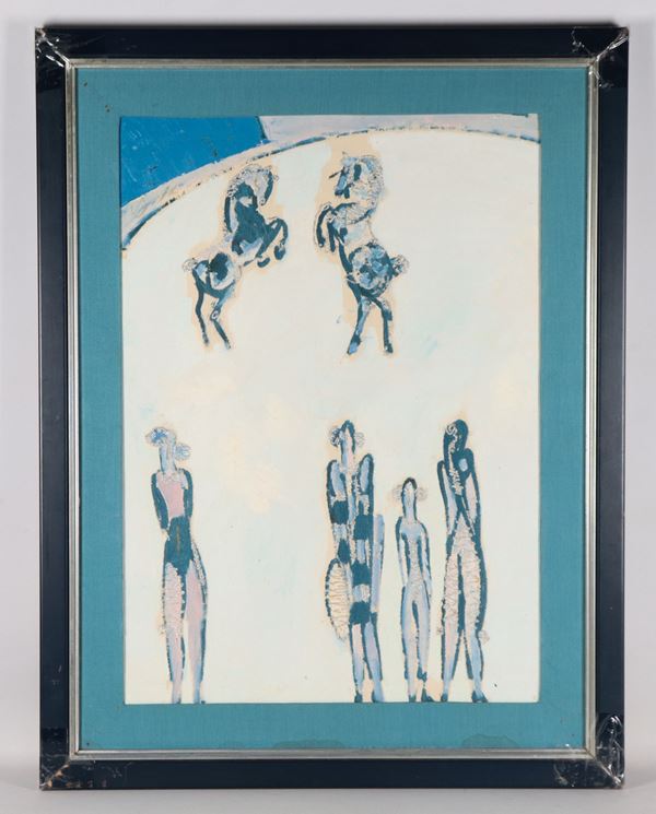 Antonio Vangelli - Signed on the back of the canvas. &quot;Circus track&quot;