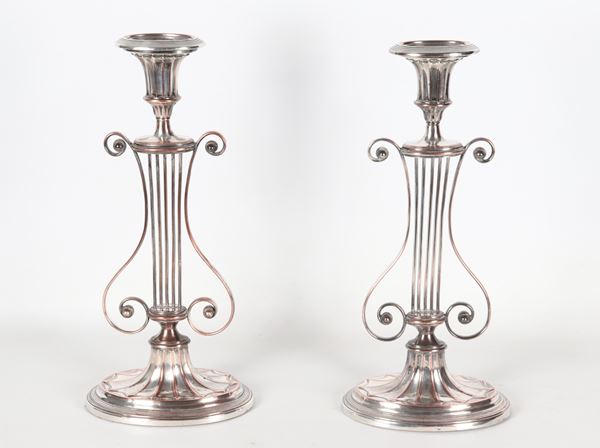 Pair of sheffield candlesticks 