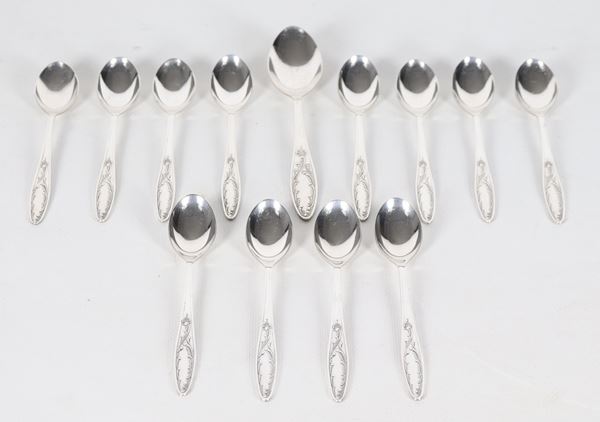 Set di posate per gelato in metallo argentato (13 pz.)