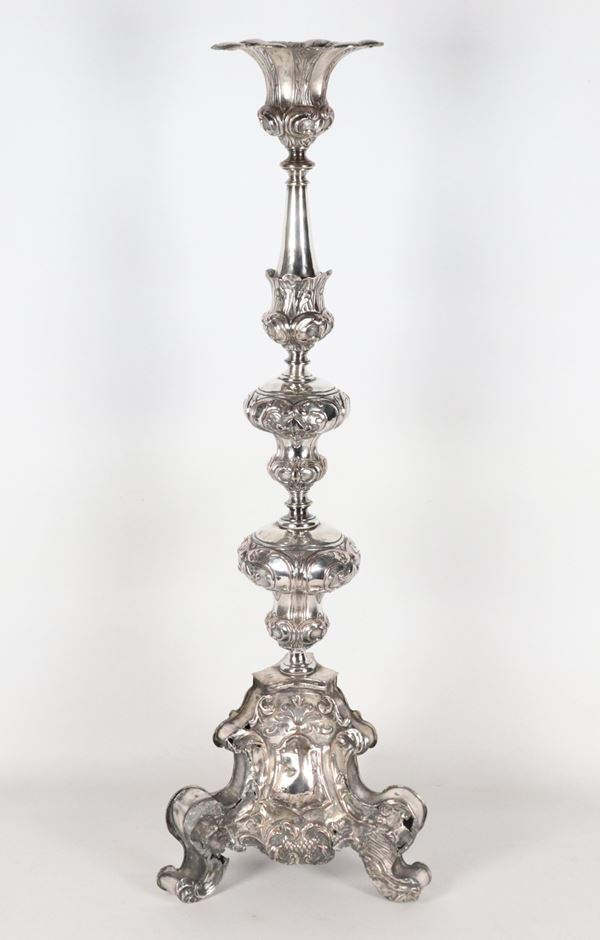 Louis XV table torch in silver-plated copper