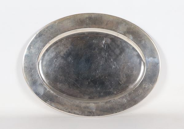 Piatto ovale da portata in argento, gr. 920