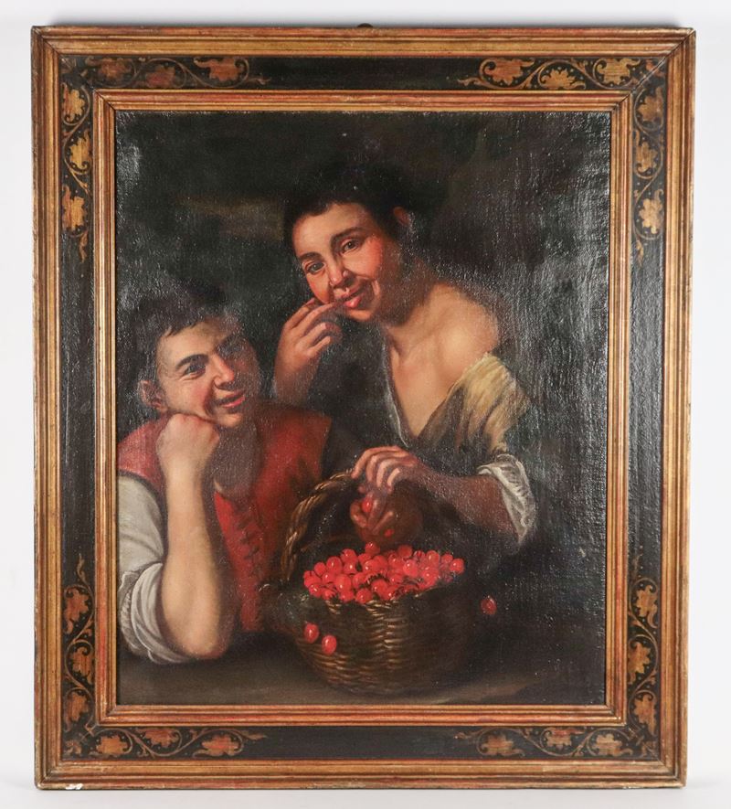 Seguace di. "Ragazzi con cesto di ciliegie"