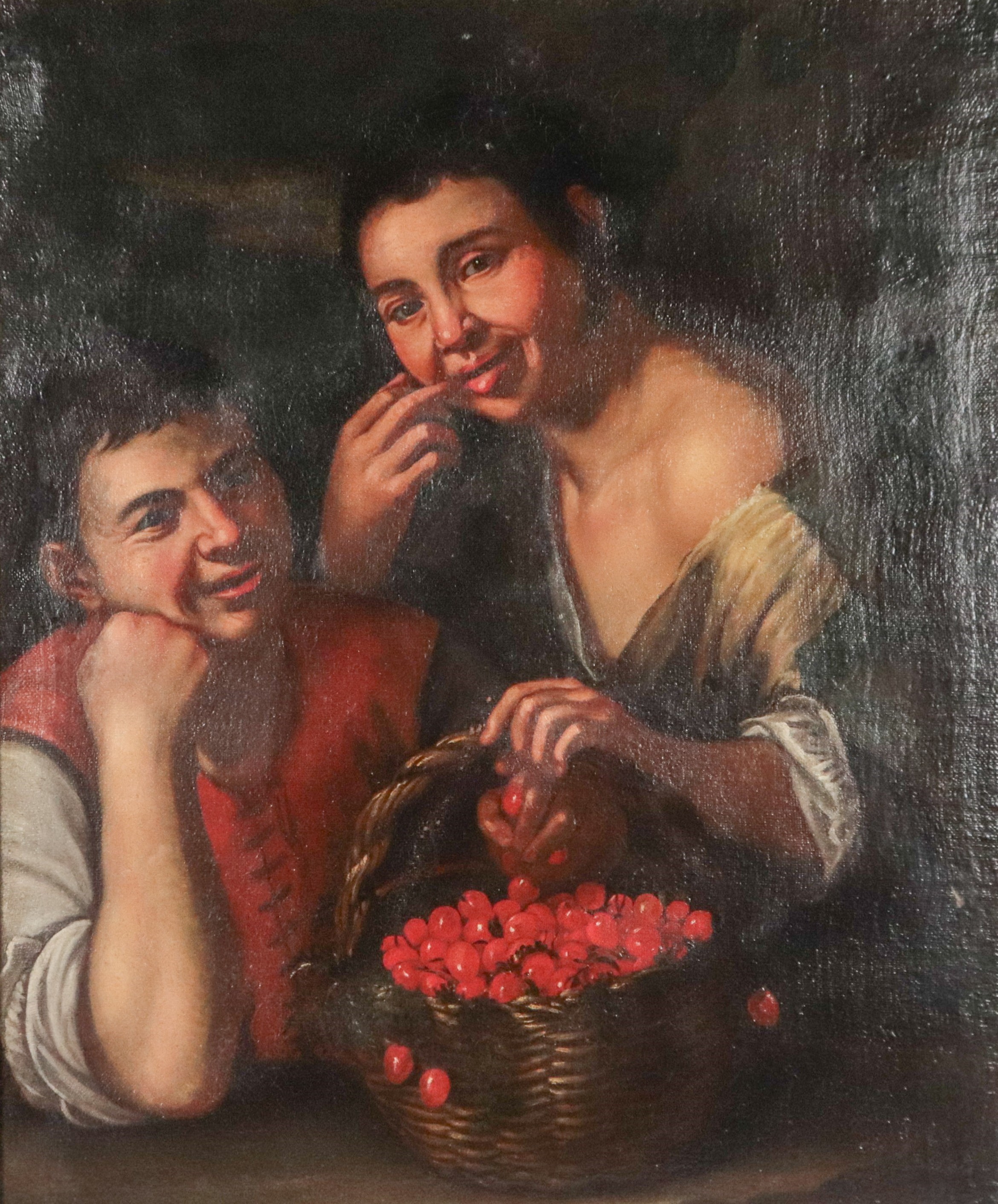 Seguace di. "Ragazzi con cesto di ciliegie"