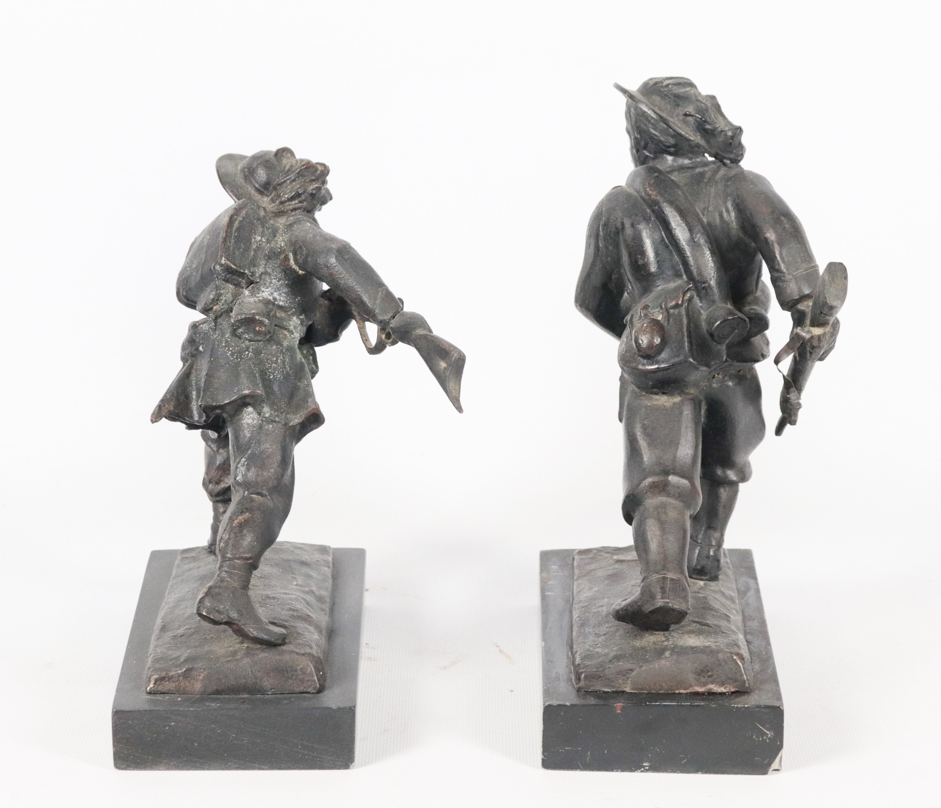 "Bersaglieri", coppia di piccole sculture in bronzo