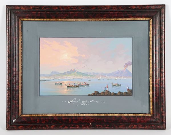 Scuola Napoletana XIX Secolo - &quot;Naples from the sea&quot;