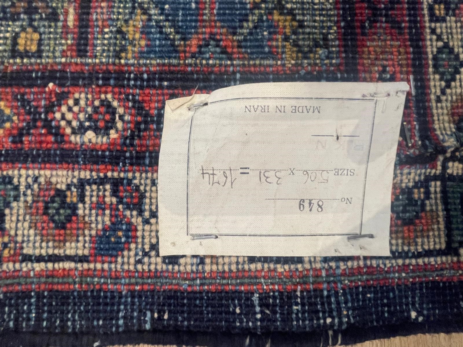 Tappeto persiano Farahan a disegni floreali, geometrici e arabesque su fondo blu M. 5 x 3,30