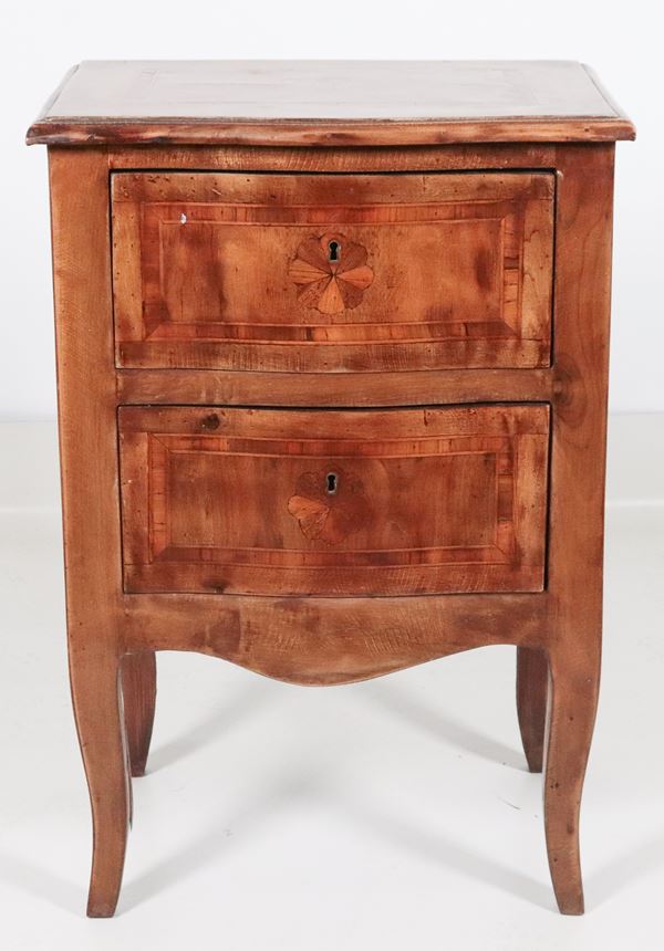 Neapolitan walnut bedside table