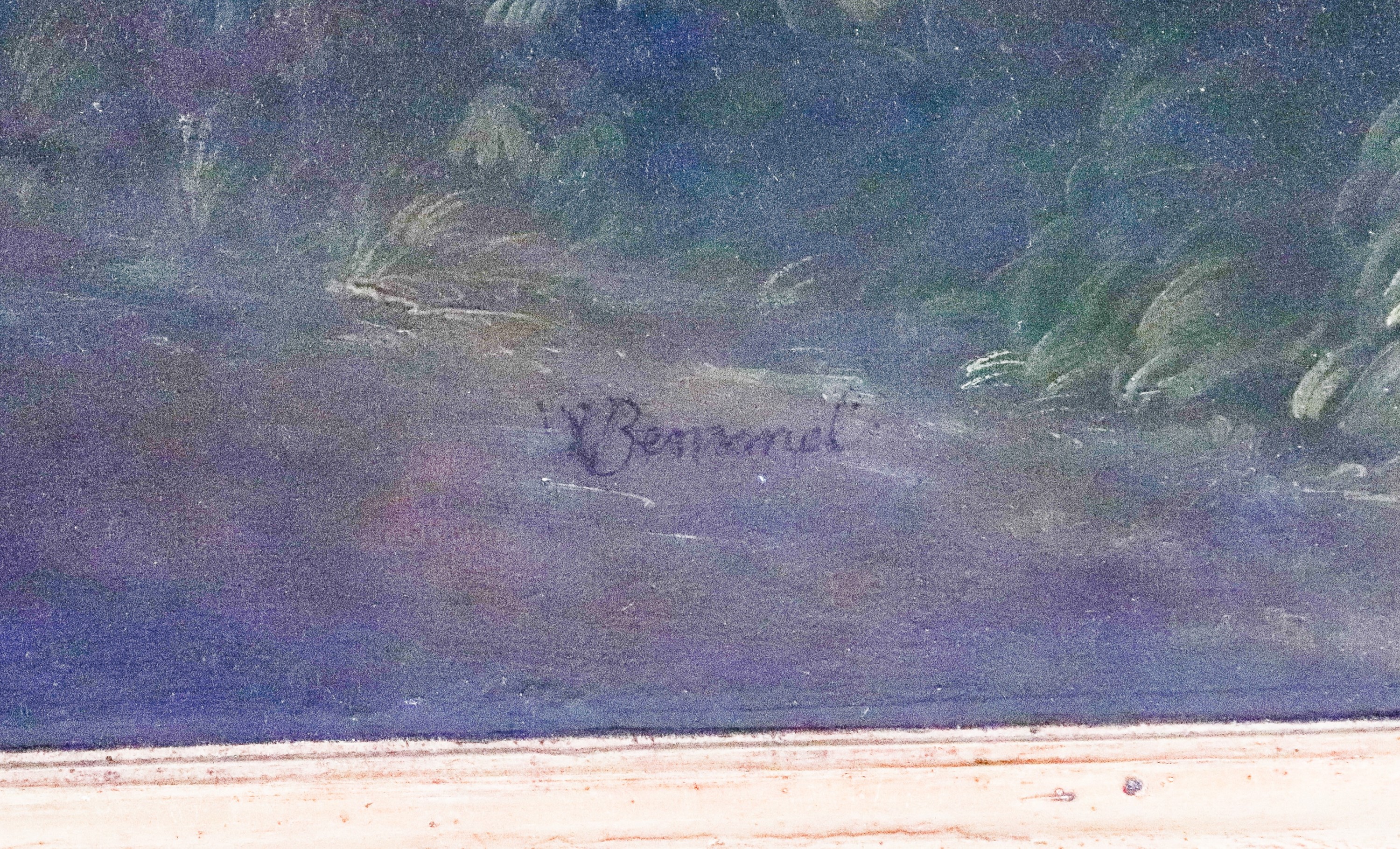 Firmato. "Paesaggio con viandanti"