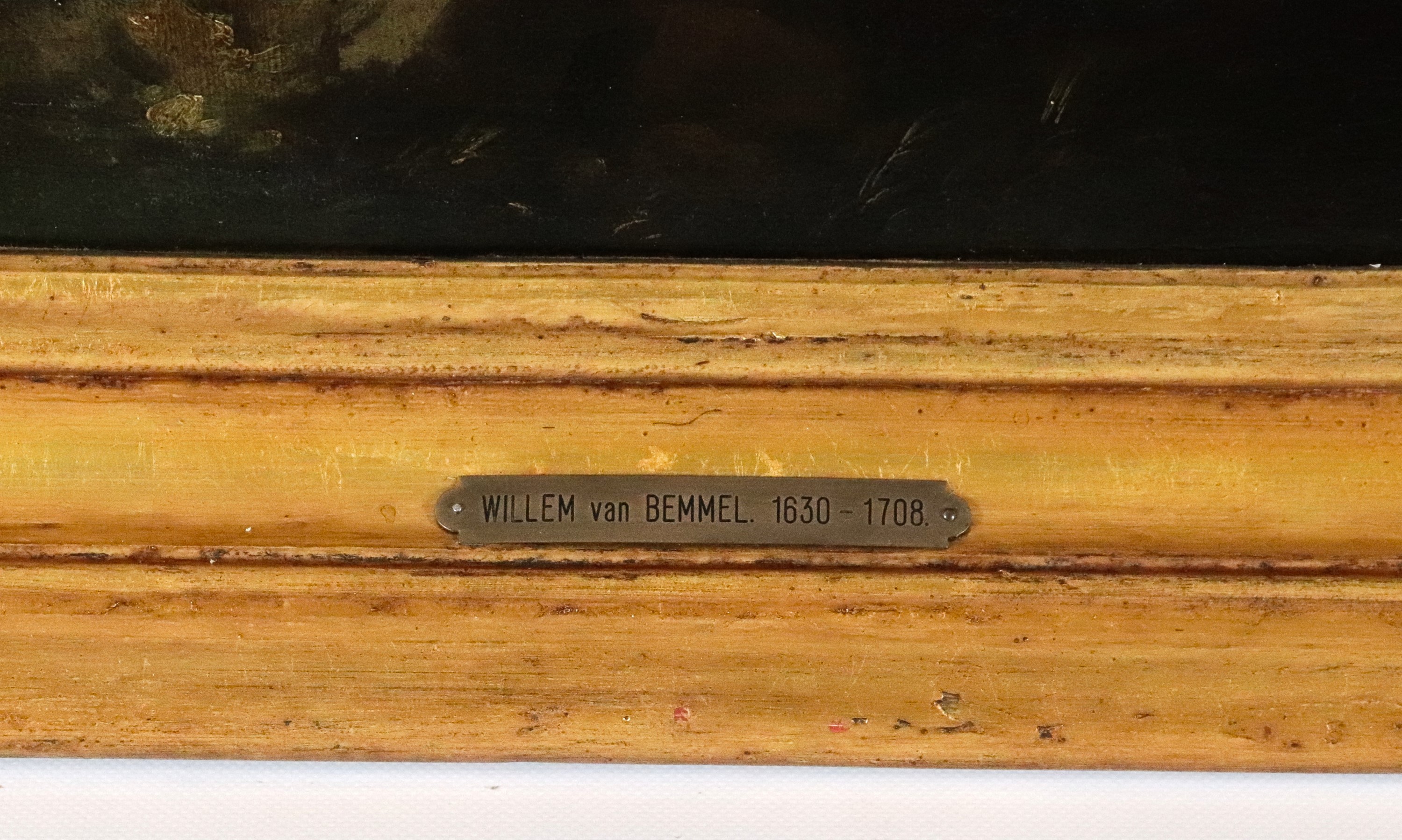 Firmato. "Paesaggio con viandanti"