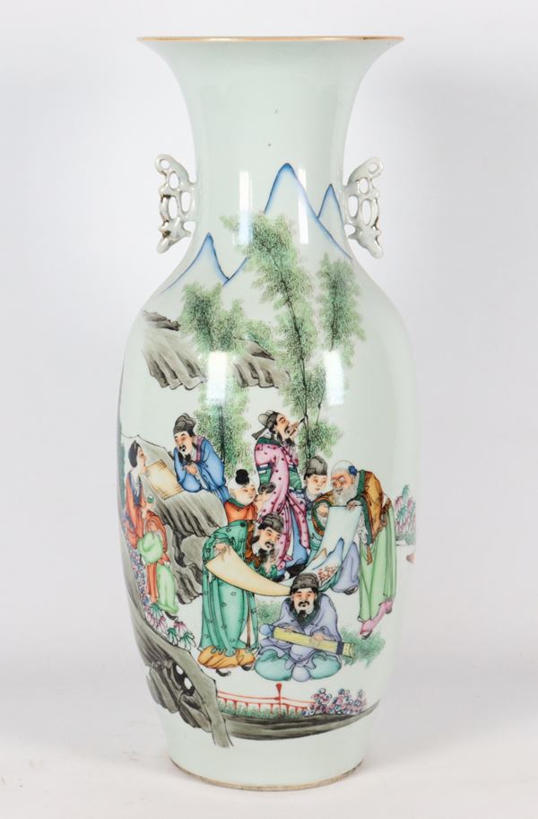 Antico vaso cinese in porcellana Epoca Repubblicana Famiglia Verde 
