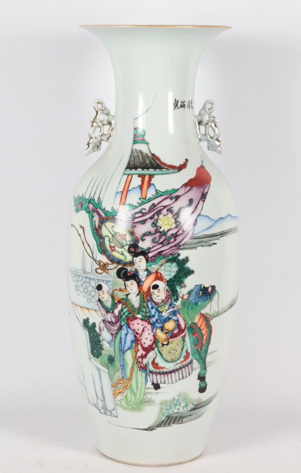 Antico vaso cinese in porcellana Epoca Repubblicana Famiglia Verde 