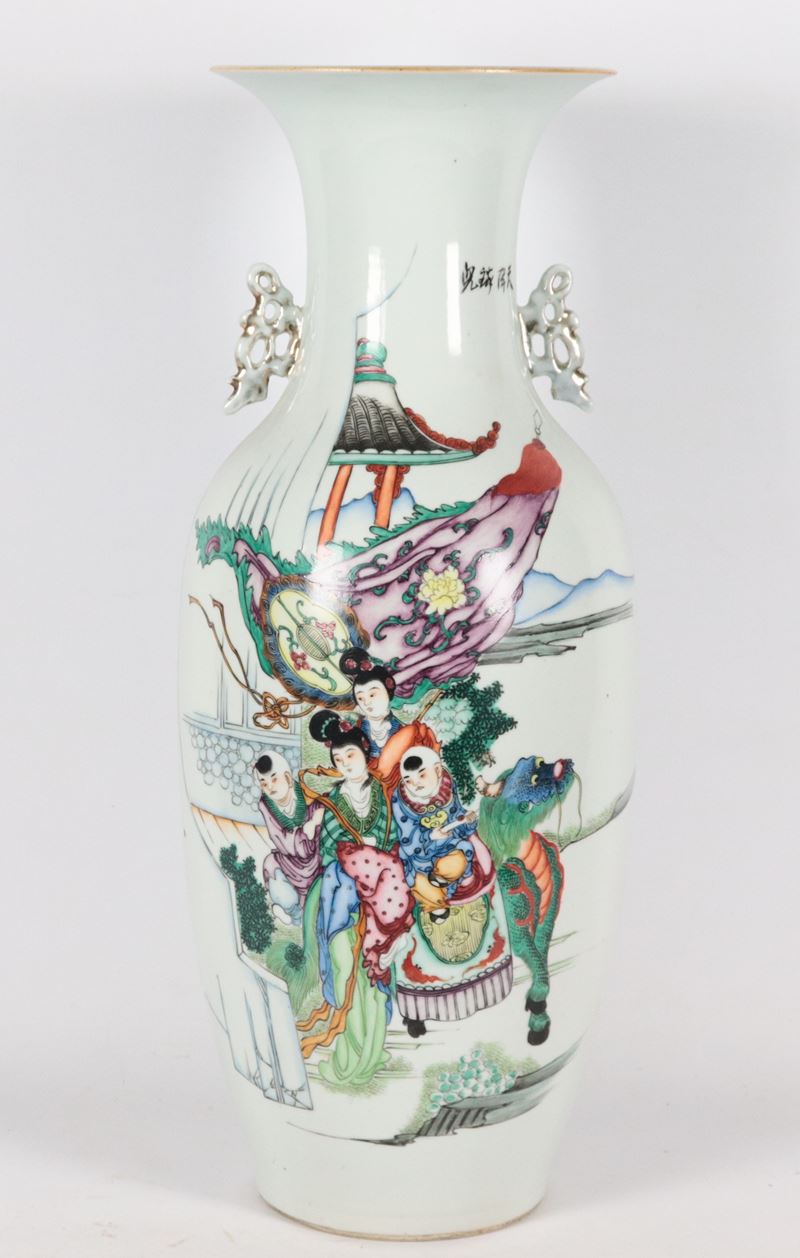 Antico vaso cinese in porcellana Epoca Repubblicana Famiglia Verde