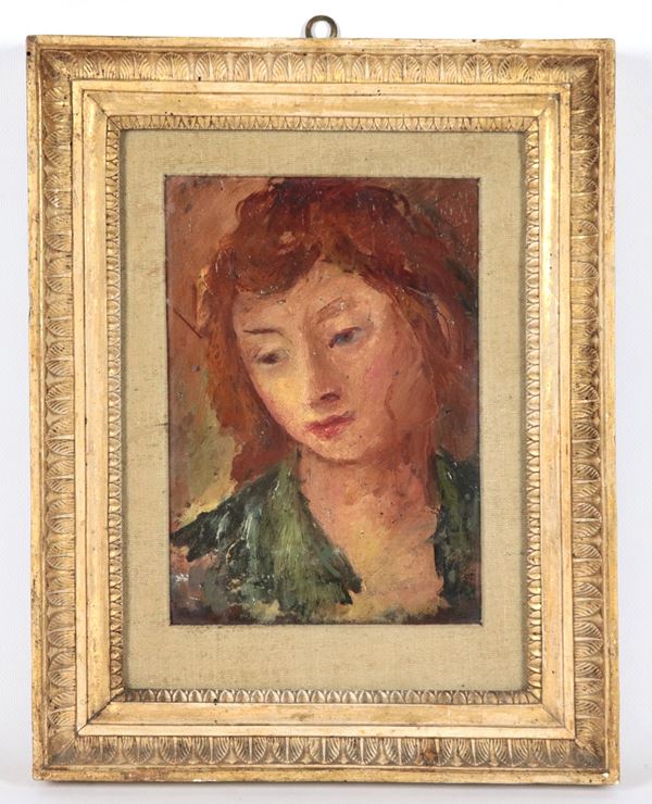 Scuola Italiana Inizio XX Secolo - &quot;Thinking Girl&#39;s Face&quot;